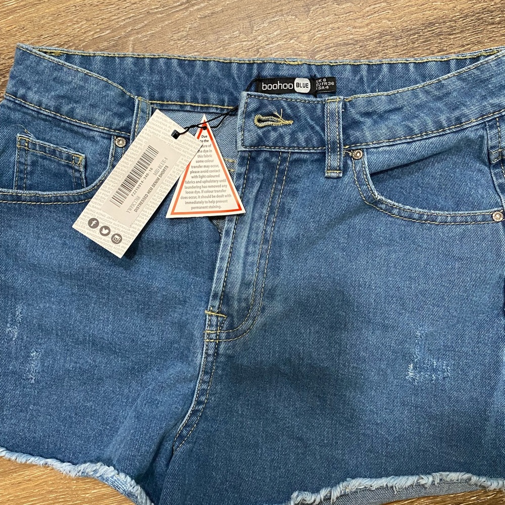 Boohoo High rise jean shorts